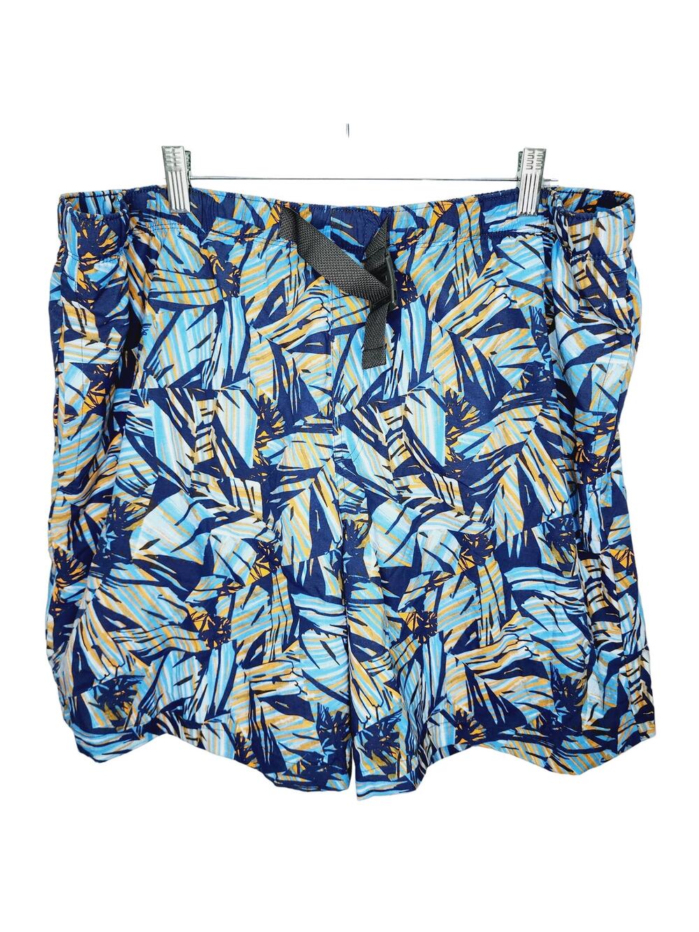 Columbia Omni Shade Swim Shorts Men's XL Blue Tropical Palm Print Lined Coastal